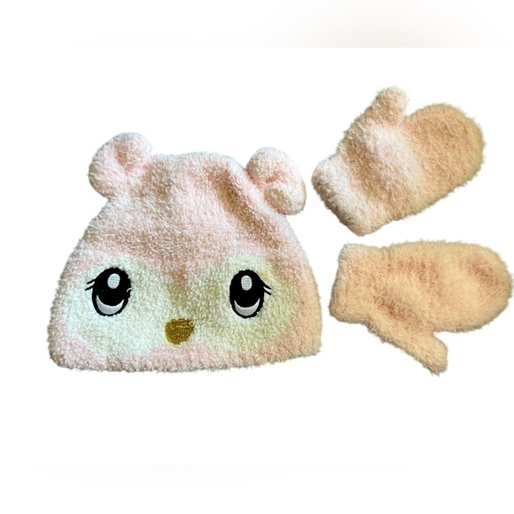 Light pink hat & mittens, 12m 18m 24m depends on baby’s head circumference - Picture 1 of 5